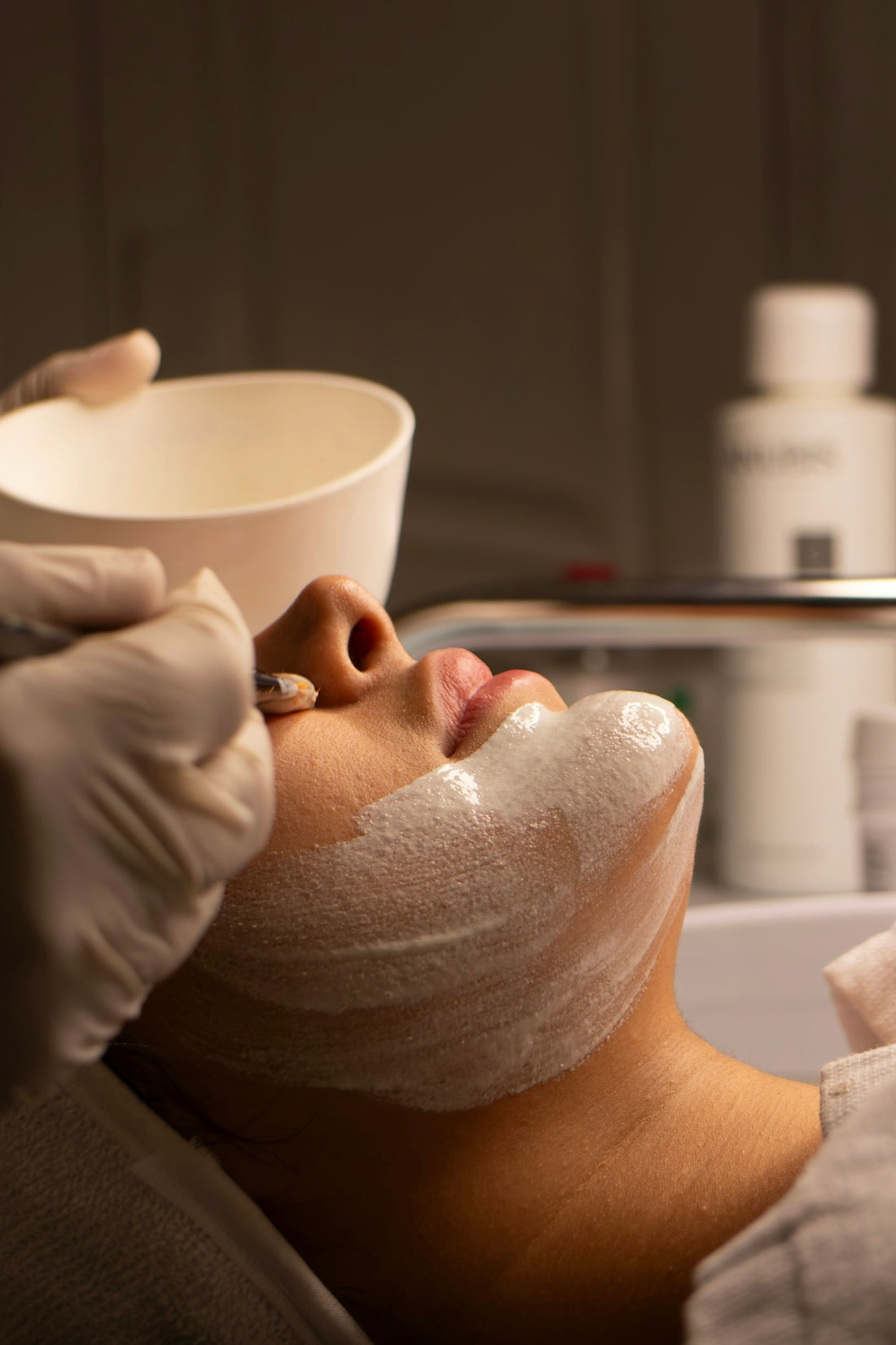 A person receiving a facial treatment.